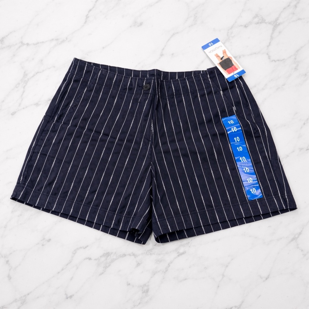Nautica Striped Shorts Size 8 10 Navy White Pockets Classic Preppy